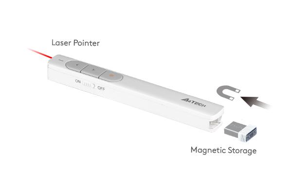 Лазерна показалка A4tech LP15, Laser Червен, Безжична 2.4G, Бяла 