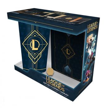 LEAGUE OF LEGENDS - Pck XXL glass + Pin + Notebook "Hextech logo"