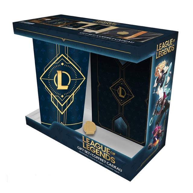 LEAGUE OF LEGENDS - Pck XXL glass + Pin + Notebook "Hextech logo" 