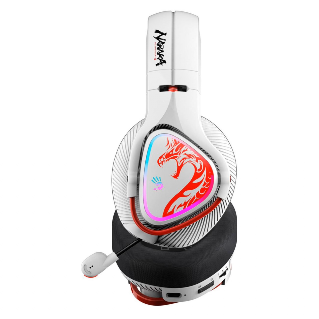 Gaming headphone A4TECH Bloody MR720 Naraka, RGB, Bluetooth + USB, White 