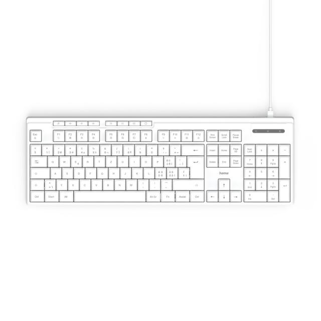 HAMA USB Keyboard "CK-200", Wired, 8 Media Keys, White 