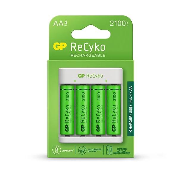 Зарядно GP BATTERIES E411 +  2100mAh AA, За 4 броя, NiMH 