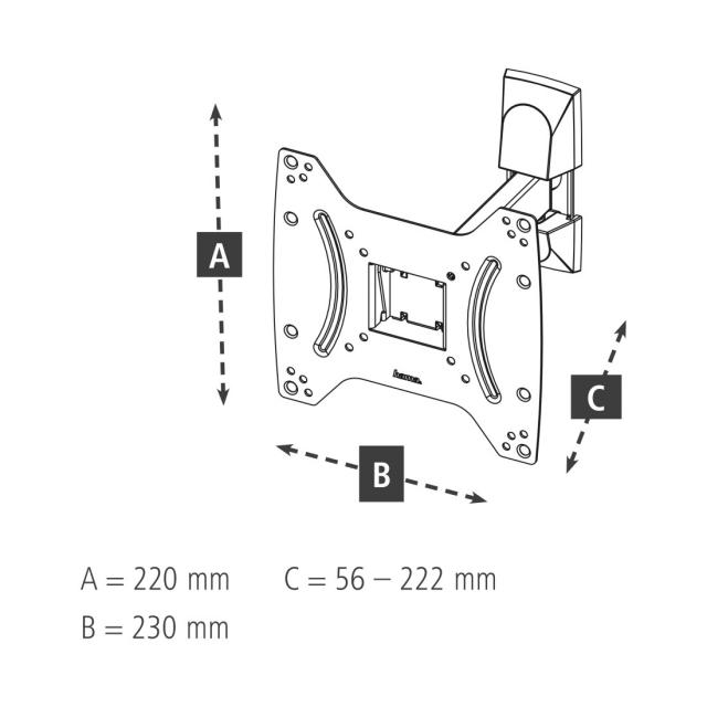 Hama TV Wall Bracket, Swivel, Tilt, 122 cm, 48", 220821 