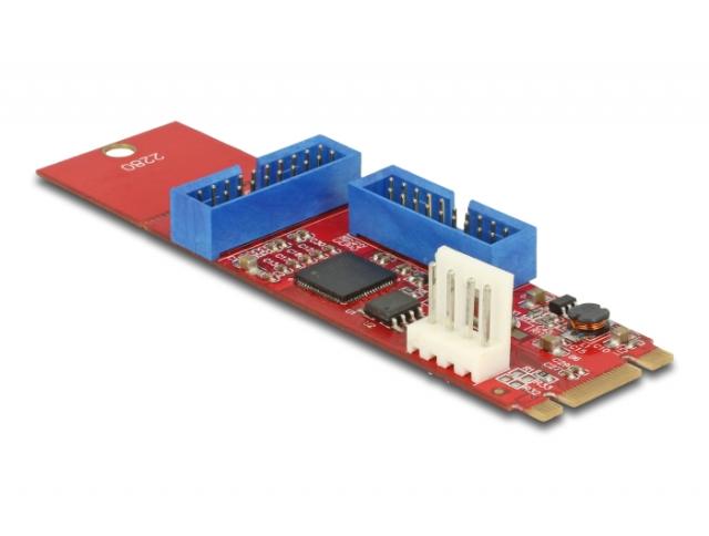 Адаптер Delock, M.2 Key B+M мъжко към 2 x USB 5 Gbps Pin Header 