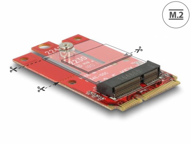 Адаптер Delock, Mini PCIe към M.2 Key E slot 