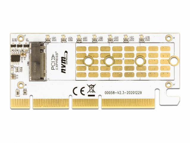 PCI Express x16 (x1 / x4 / x8) карта Delock, за M.2 NVMe M.2 Key M, RGB LED 