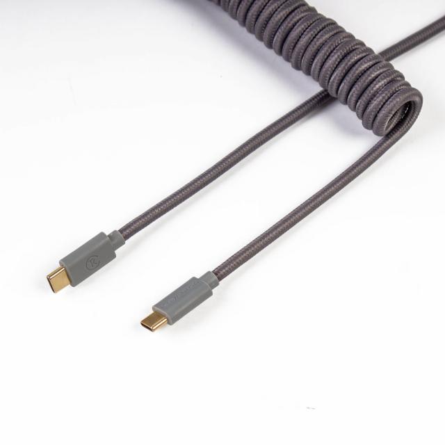 Кабел за клавиатура Keychron Coiled Aviator Custom USB Cable, USB-C - USB-C, Сив 