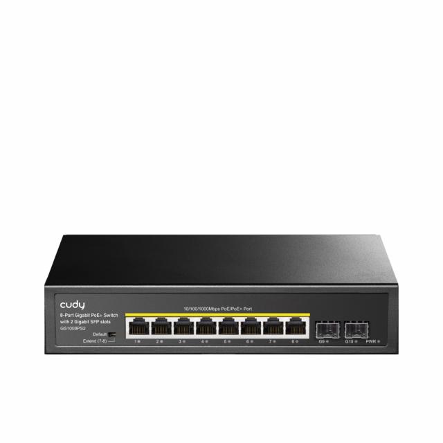 Switch 8 port Cudy GS1008PS2, L2, 8 x Gigabit Ethernet PoE ports, 2 x SFP, 128MB RAM 