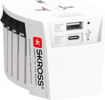 Адаптер SKROSS PRO MUV USB-A, USB-C, 1.302962, World, Бял