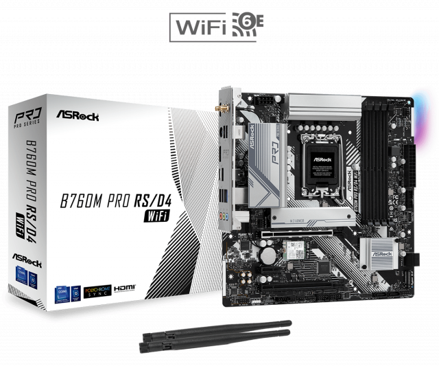 Дънна платка ASRock B760M PRO RS WIFI 6E, LGA1700 