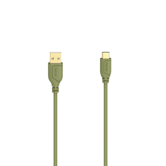 Hama Flexi-Slim Charging/Data Cable, USB Type-C - USB 2.0, 0.75 m, turtle green 