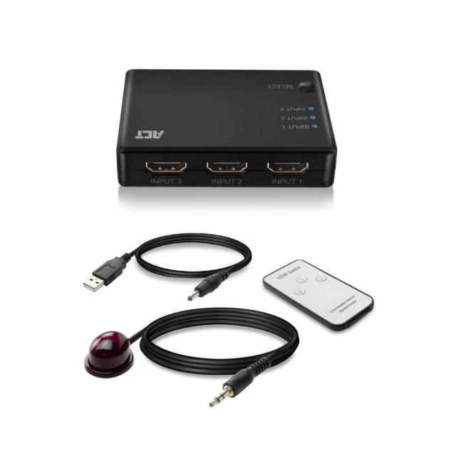 4K HDMI Switch 3 ports, display 3 HDMI sources on one monitor 