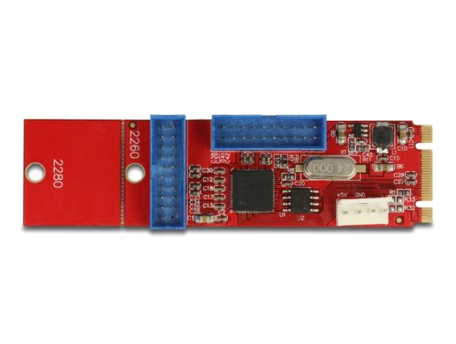 Адаптер Delock, M.2 Key B+M мъжко към 2 x USB 5 Gbps Pin Header 