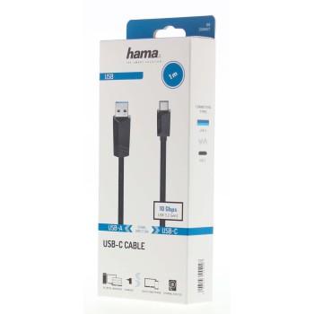 Кабел HAMA USB 3.2 Gen 2, USB-C мъжко - USB-A мъжко, 1 м, 10 Gbit/s.,3А 