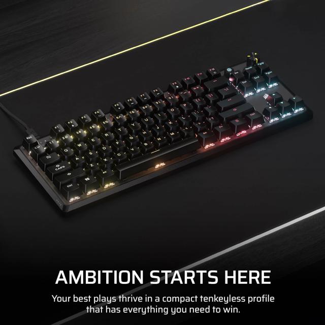 Corsair K70 RGB MK.2 Core TKL Mechanical Gaming Keyboard, Corsair MLX Red Switch 