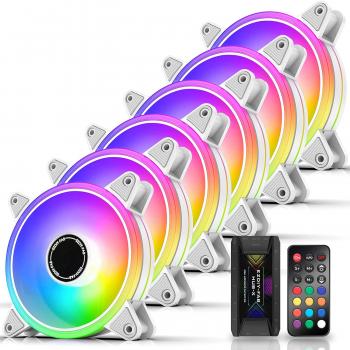 Комплект вентилатори EZDIY-FAB Moonlight White RGB PWM 120mm - 6 Pack