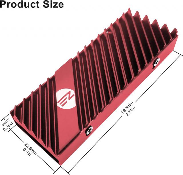 M.2 Heatsink EZDIY-FAB за NVMe SSD диск - Червен 