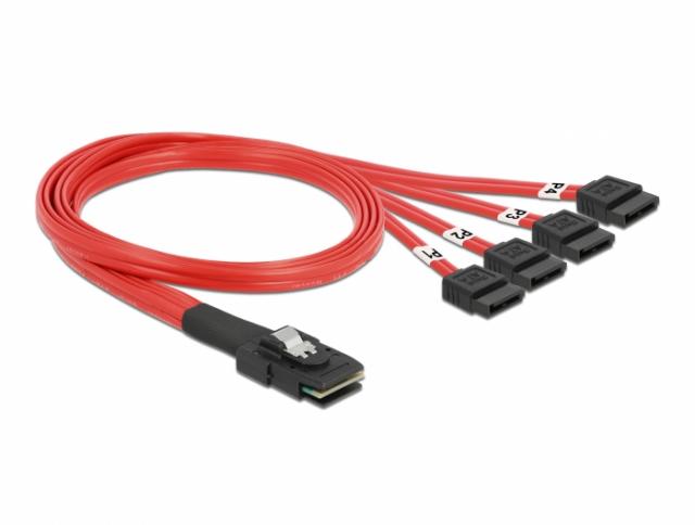 Интерфейсен кабел DeLock, Mini SAS SFF-8087 > 4 x SATA 7 pin, 0.5 m 