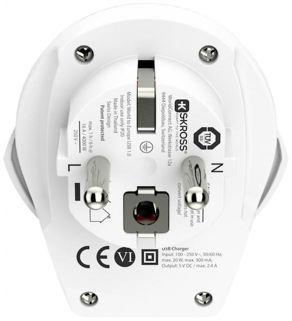 Skross 1500266 Travel adapter World to Europe USB 1.0 