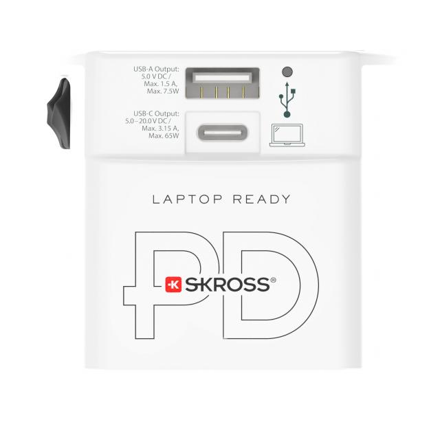 World Adapter SKROSS AC65PD, USB-A, USB-C, 1.302976 