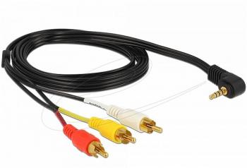 Delock Cable Stereo jack 3.5 mm 4 pin male angled > 3 x RCA male 1.5 m