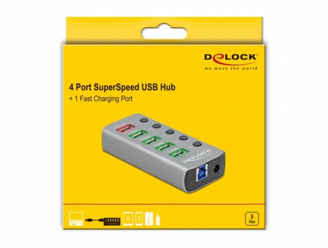 USB Hub, 4 port, DELOCK-63262 