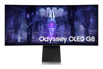 Monitor Samsung Odyssey OLED G8 G85SB 34" CURVED 1800R, 175 Hz, 0.1ms GTG, 3440x1440, 2xUSB-C, Mini DP, Micro HDMI, Speakers, Silver