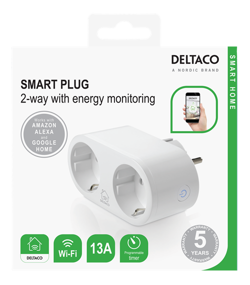 DELTACO SMART HOME power switch, WiFi 2.4GHz 