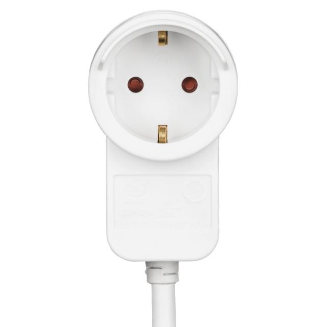 Удължителен кабел HAMA Powerplug, Шуко мъжко, Шуко женско, Допълнителен контакт, 3.0 m, Бял 