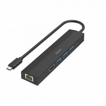 Hama USB-C Hub, Multiport, 6 Ports, 3 x USB-A, USB-C, HDMI, LAN/Ethernet