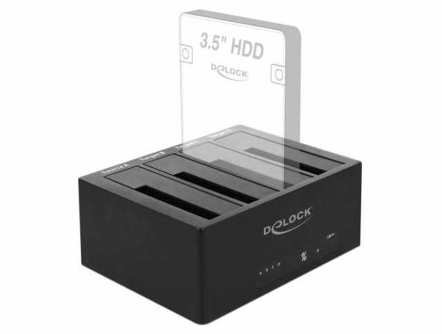 Външна докинг станция Delock, За 4 x HDD/SSD, USB, Функция за клониране, 5 Gbps 