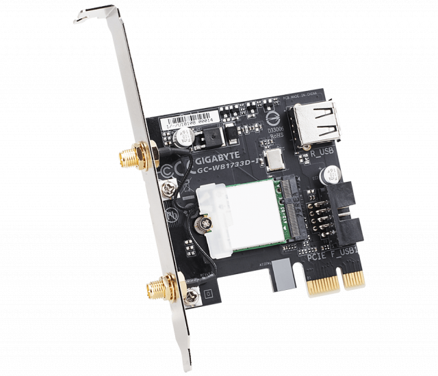 Wireless PCI Express adapter Gigabyte GC-WB1733D-I, 2x2 802.11ac 160MHz, Bluetooth 5.0 