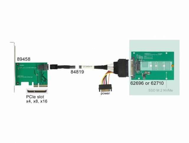 Конвертор DeLock, U.2 SFF-8639 - M.2 NVMe Key M, 2.5" 