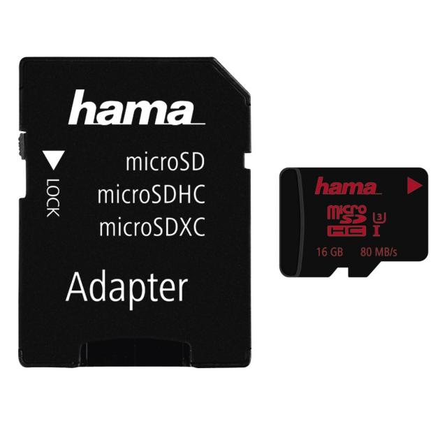 Memory card HAMA 123980, microSDHC UHS-I, 16GB 