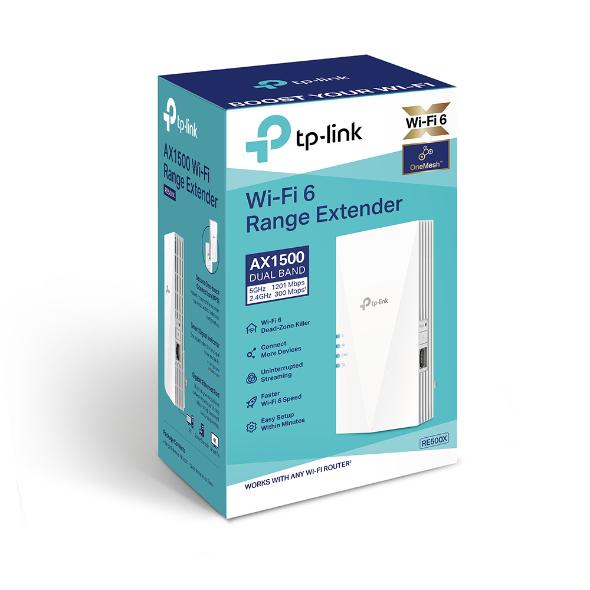 Безжичен разширител TP-LINK RE500X, 2.4 / 5 GHz, 1000 Mbps, Бял 