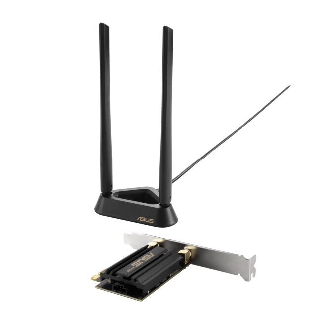 Безжичен адаптер ASUS PCE-AXE59BT WiFi 6E PCI-e две външни антени и Bluetooth 5.2 