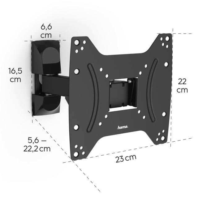 Hama TV Wall Bracket, Swivel, Tilt, 122 cm, 48", 220821 