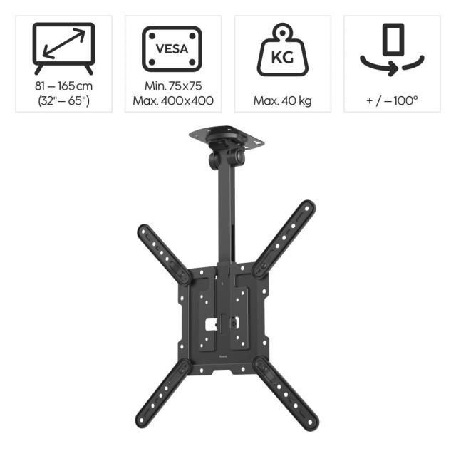 TV Ceiling Bracket, 400x400, 165 cm (65"), HAMA-118086 