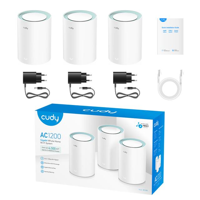 Cudy M1300, 3-pack, AC1200 Dual Band, 2.4/5 GHz, 300 -  867 Mbps 