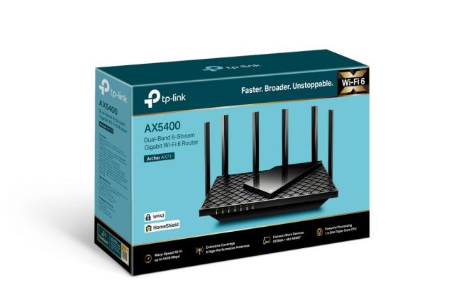 Безжичен рутер TP-Link Archer AX73, AX5400, 2.4/5 GHz, 574 - 4804 Mbps, Gigabit 