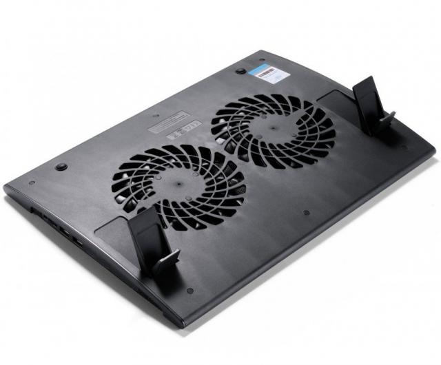 Notebook Cooler DeepCool WIND PAL FS, 17", 2x140 mm, 1200 RPM, Black 