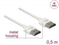 Delock Cable High Speed HDMI with Ethernet - HDMI-A male > HDMI-A male 3D 4K 0.5 m Slim High Quality