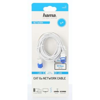 Мрежов кабел HAMA Flexi-Slim, U/UTP CAT 6a, 10 Gbit/s, RJ-45 - RJ45, 3.0 m, Бял 