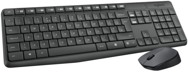 Kомплект безжични клавиатура с мишка Logitech MK235, Черен 