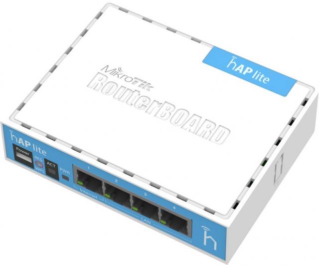 Wireless Access Point MikroTik hAP lite RB951G-2HnD, 32MB RAM, 4xLAN, built-in 2.4Ghz 802.11b/g/n, Classic 