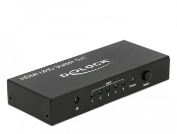 Delock HDMI UHD Switch 5 x HDMI in > 1 x HDMI out 4K