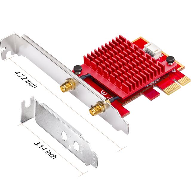 Мрежова карта Cudy WE3000S, PCIe, 3-бандов, 2.4/5~/6 GHz, 574 - 2400 Mbps 