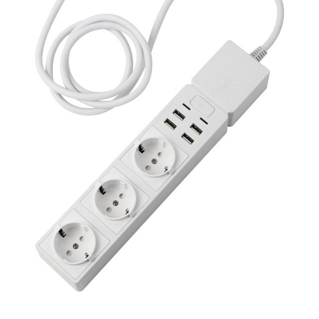 Smart WiFi Indoor Power Strip Edimax SP-1123WT 3 EU type AC Outlet + 4 USB Outputs 