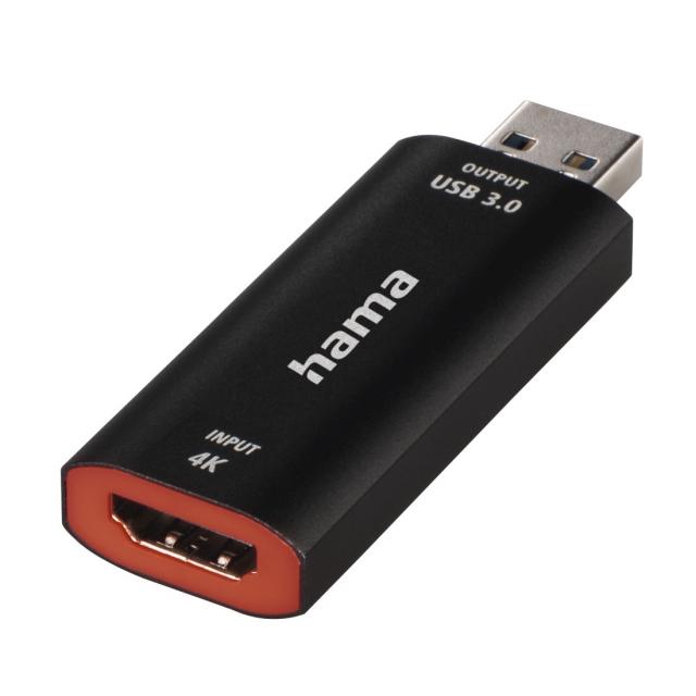 Video Recording стик HAMA 74257, HDMI женско - USB мъжко, 4К,  Черен 