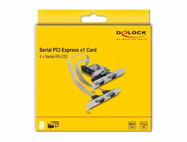 Карта за разширение на слотове Delock, PCI Express Card към 4 x Serial RS-232 